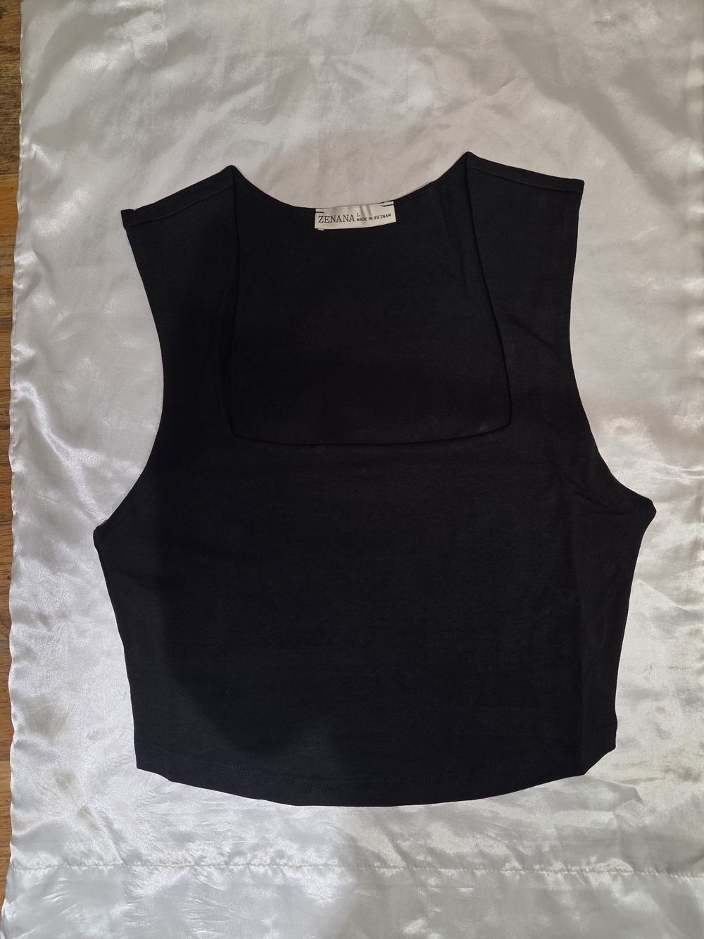 Zenana Outfitters Black Square Neck Crop Tank